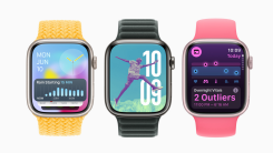 Three Apple Watches displaying new watchOS 11 features