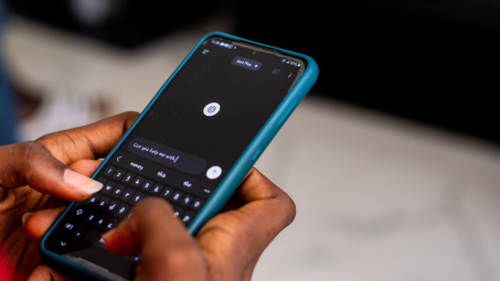 someone typing in chatgpt on an android phone