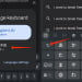 Two screenshots of the keyboard on an Android phone. The image on the left shows the language change button, while the one on the right shows the undo button.
