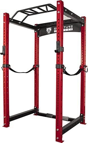 Signature Fitness SF-3 1,500 Pound Capacity 3” x 3” Power Cage Squat Rack, Includes J-Hooks and Safety Straps, Other Optional Accessories