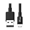 USB- a到闪电同步/充电电缆，MFi认证-黑色，M/M, USB 2.0, 6英尺(1.83米)M100-006-BK