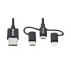通用USB- a转闪电，USB Micro-B和USB- c同步/充电线(M/3xM)， MFi认证，黑色，6英尺(1.8米)