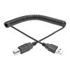 USB 2.0 A转B线圈电缆(M/M)， 6 ft. (1.83 M) U022-006-COIL