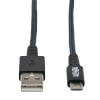 重载USB 2.0 USB- a转Micro-B电缆-M /M，超高分子量聚乙烯和芳纶纤维，灰色，10英尺(3.05米